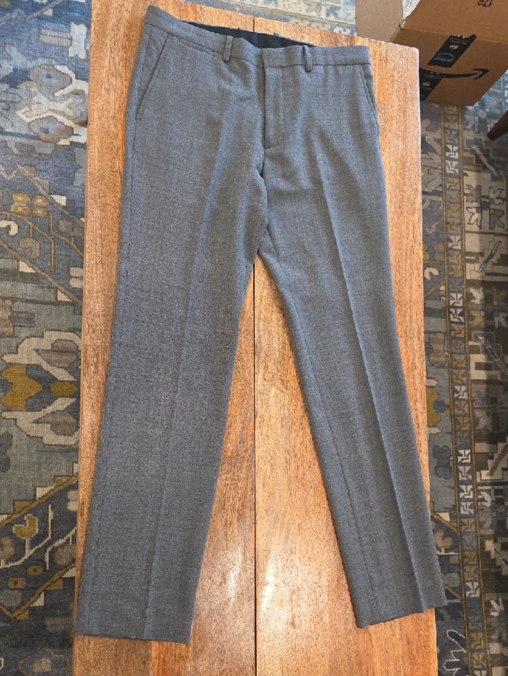 Theory Men's Charcoal Grey Textured Houndstooth Dress Pants (34/34)